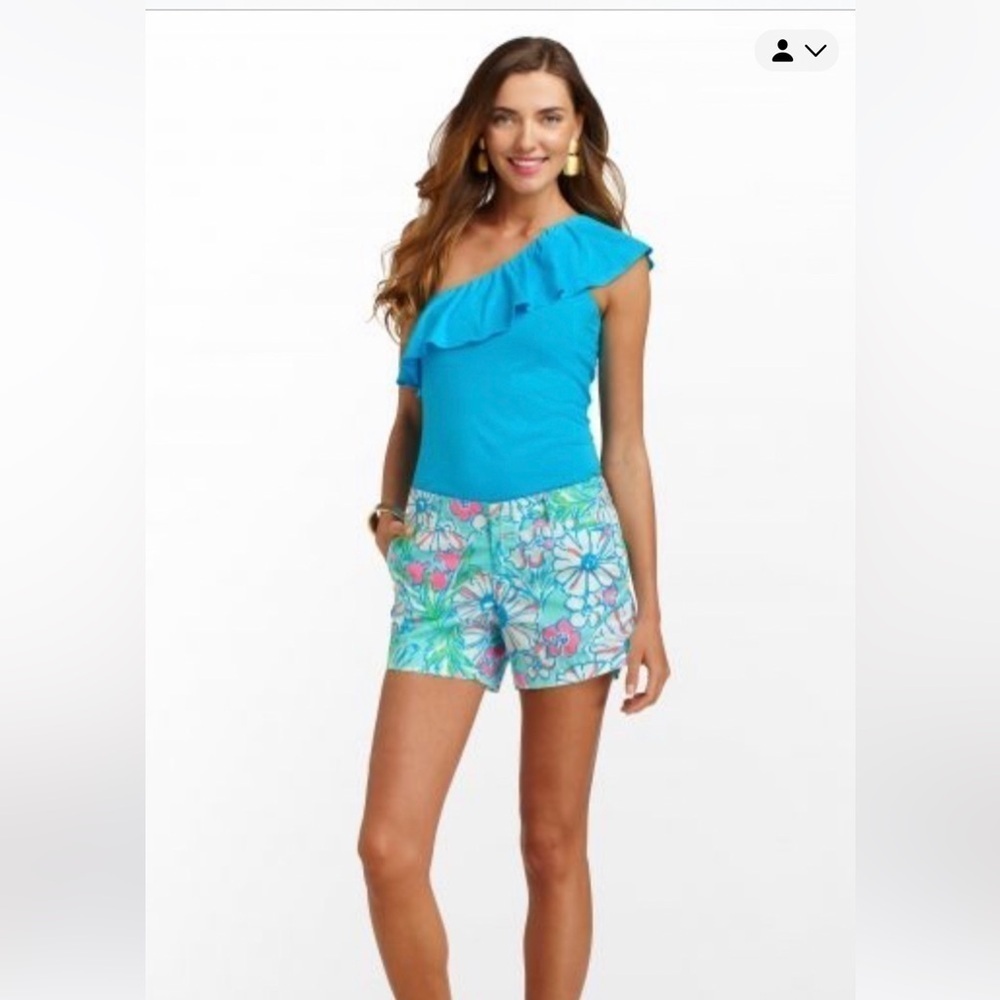 Lilly Pulitzer Callahan Splish Splash mid rise cotton button front shorts size 0
